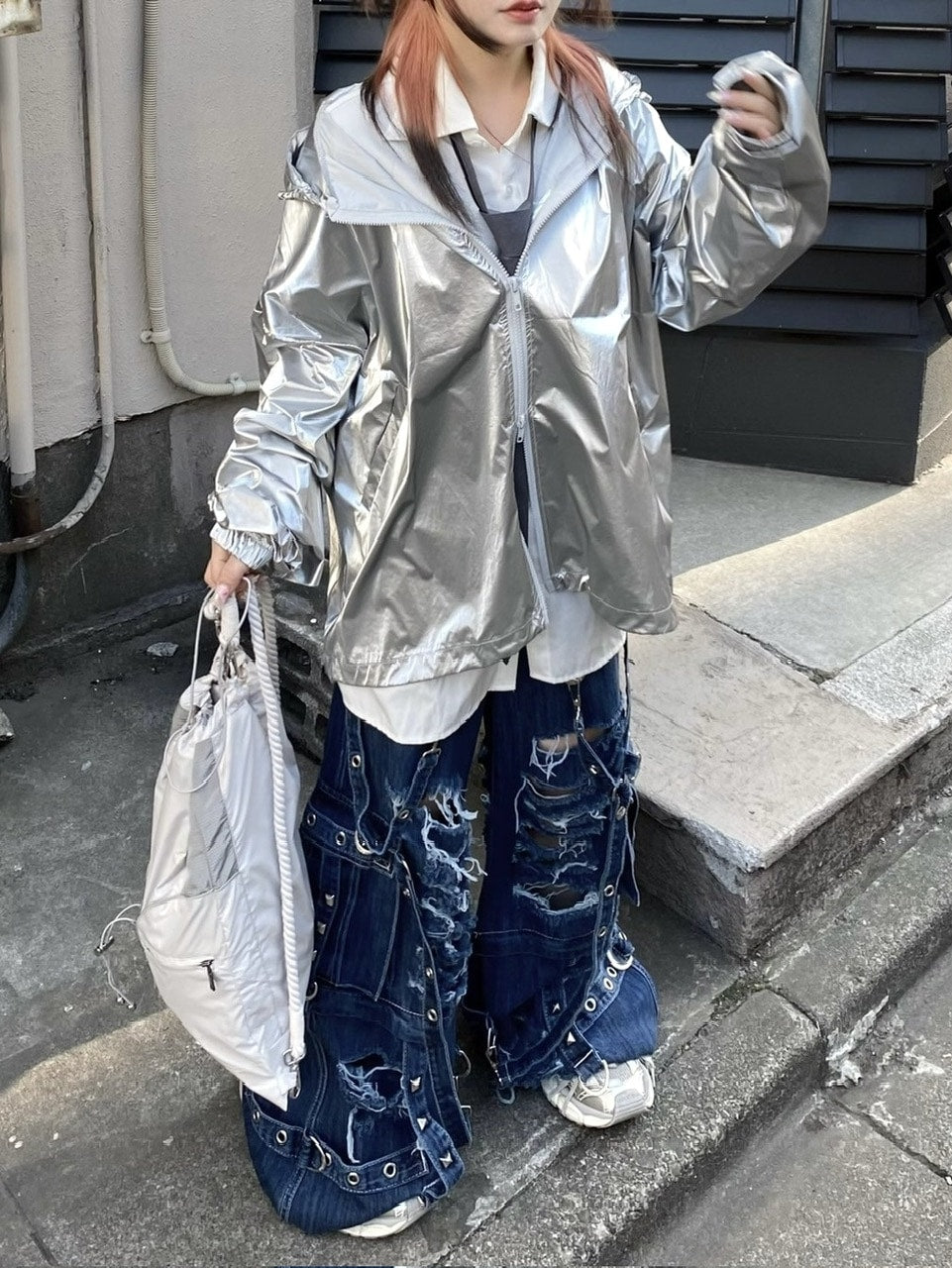 受注制【Never mind the XU】metallic hood jacket (2color)