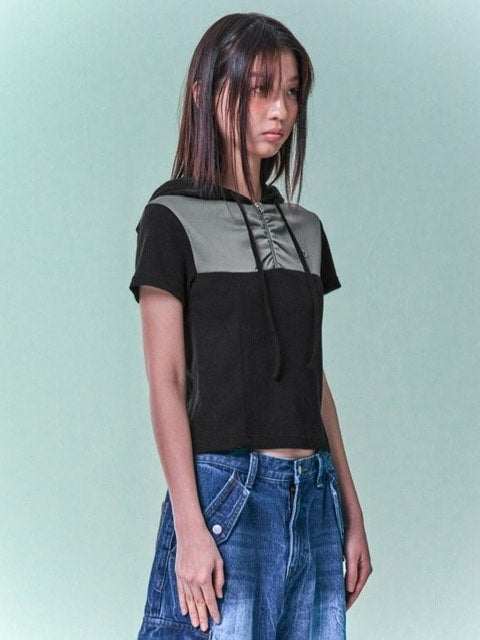 【FANCY CLUB】SOFT BASIC HALF ZIP-UP HOODIE