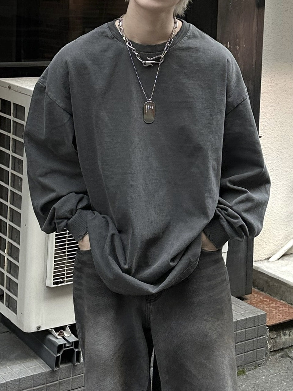 大阪店WEB限定受注制【Chikashitsu +】pigment long sleeve (2color)