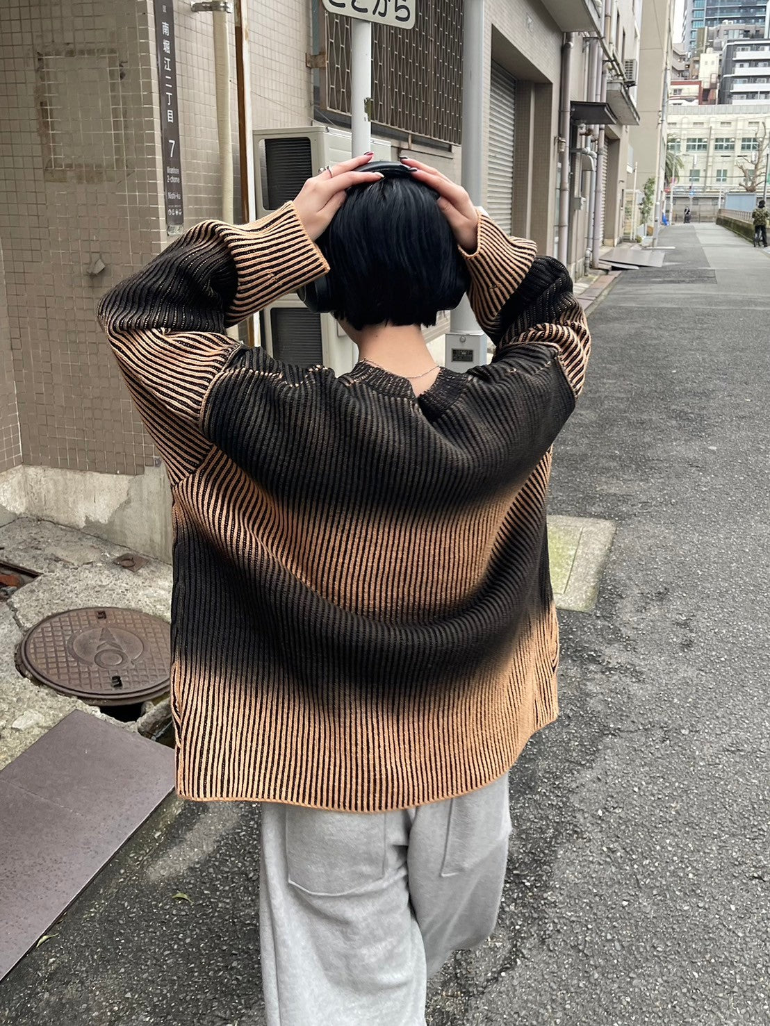 受注制【Chikashitsu +】bleach washing knit (3color) / 【チカシツプラス】ブリーチウォッシング長袖ニット