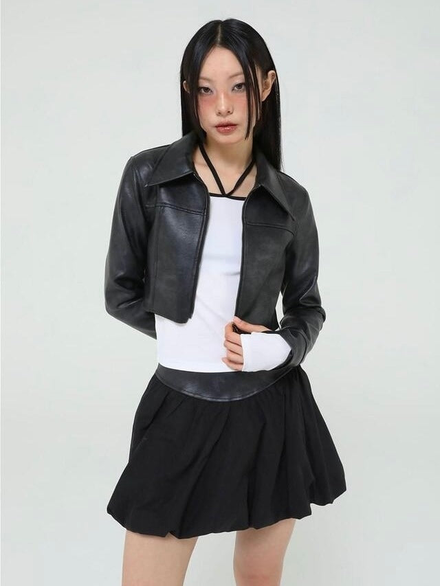 【Uglyshadow】VINTAGE LEATHER PUMPKIN SKIRT