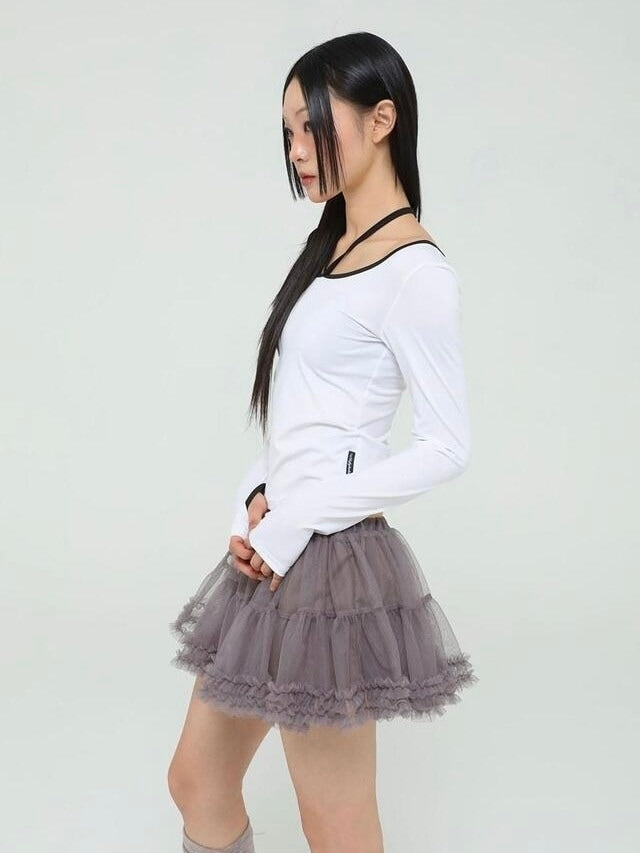 【Uglyshadow】POINT RIBBON T-SHIRT