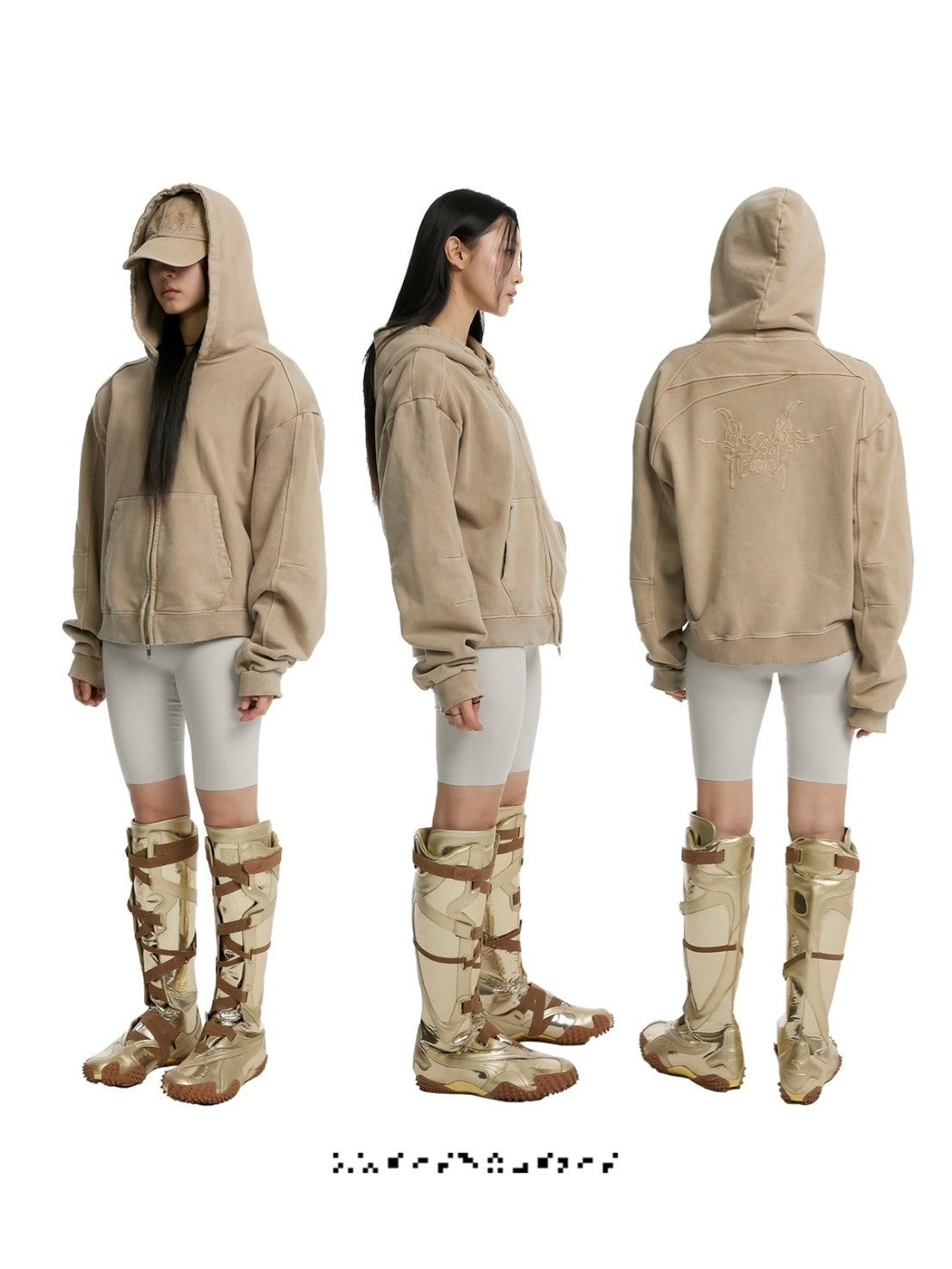 【ANOTHERYOUTH】overdyed crop zip-up hoodie