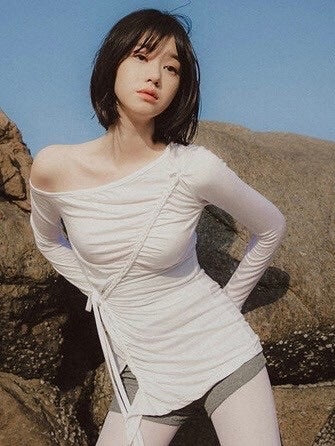 【FLAREUP】Handmade Twisted One-Shoulder Long Sleeve / 【フレアアップ】ハンドメイドツイストワンショルダー長袖Ｔシャツ