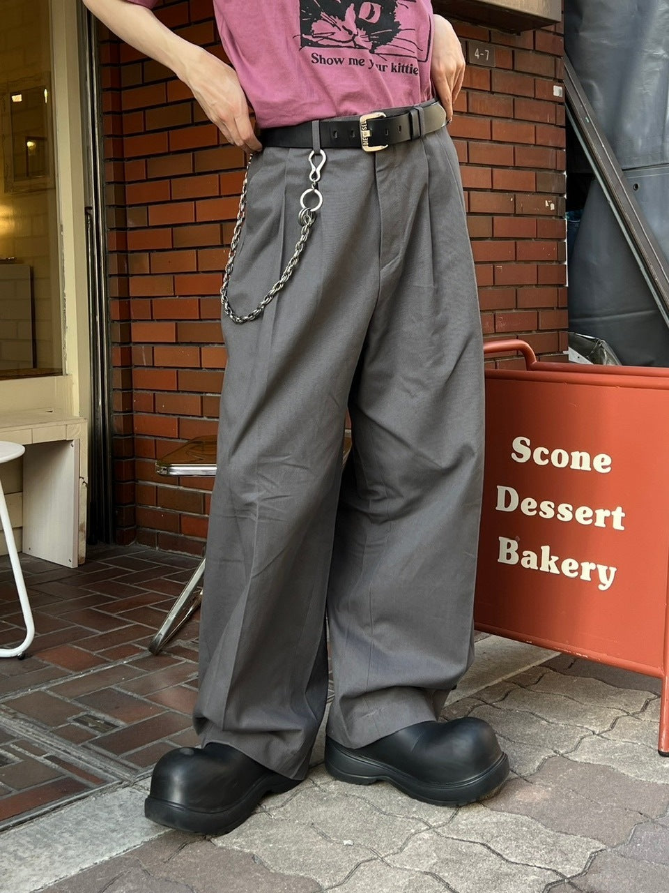大阪店WEB限定受注制【Chikashitsu +】2tuck wide cotton pants (2color)