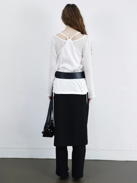 【NOT KNOWING】Net Sleeve Neck Strap O-Ring Top