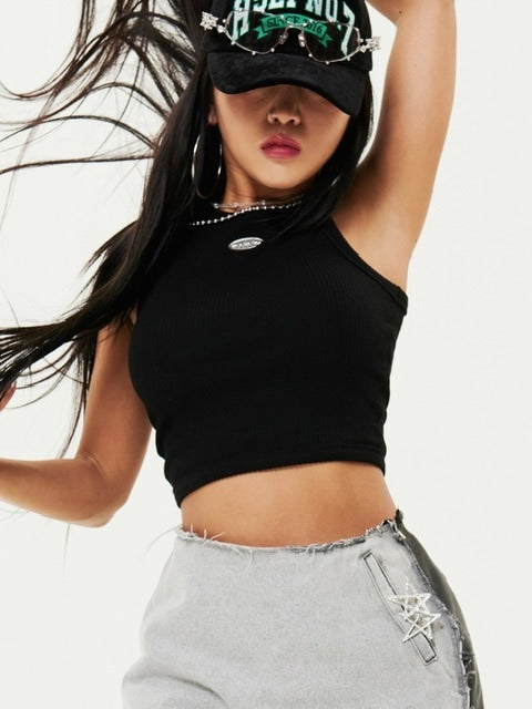 【HOLY NUMBER 7】Women's Dancer Crop Tank Top / 【ホーリーナンバーセブン】ダンサークロップロゴプリントタンクトップ