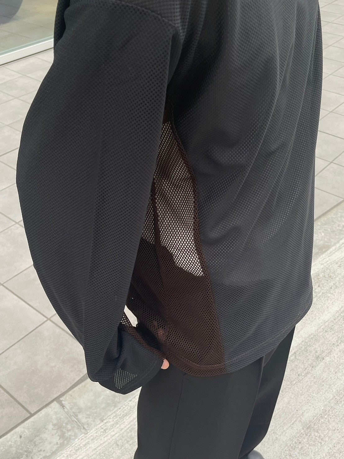 受注制【Chikashitsu +】side pattern mesh long sleeve