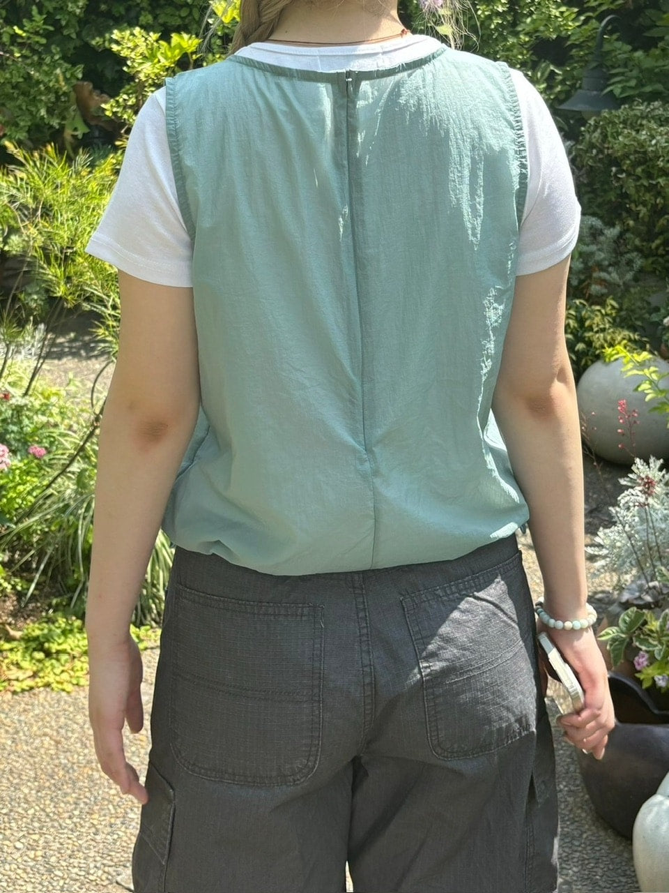 受注制【OaKS】nylon cropped vest (3color)