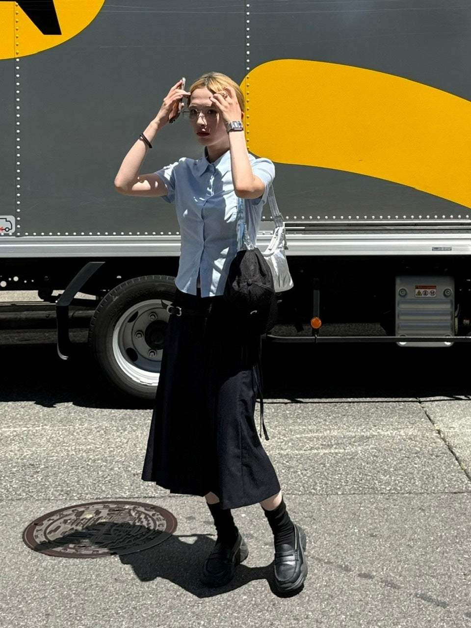 受注制【OaKS】cropped half sleeve shirt (3color)