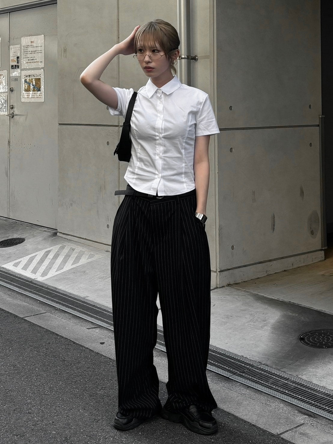 受注制【Chikashitsu +】stripe tuck slacks / 【チカシツプラス】ストライプボーダータックスラックス