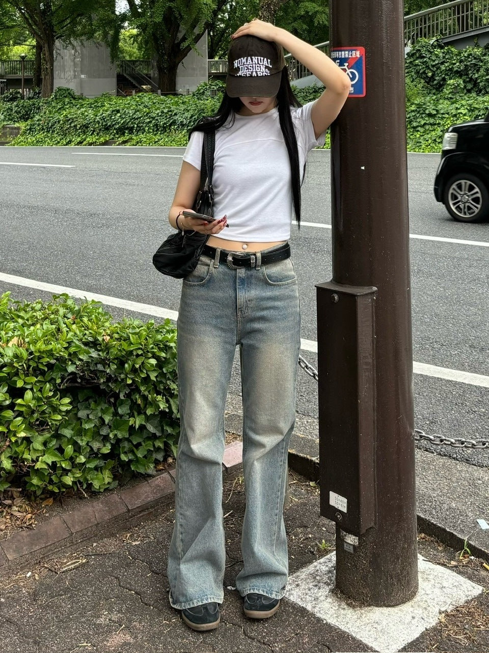 受注制【OaKS】cropped half sleeve t-shirt (3color)