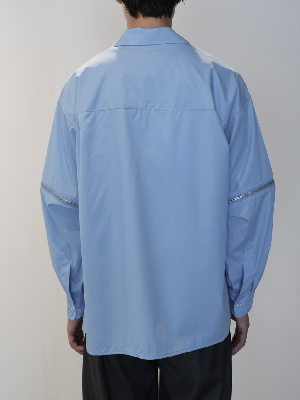 【CS】2way zip square cut shirt (blue) / 【シーエス】2ウェイジップスクエアカット長袖シャツ