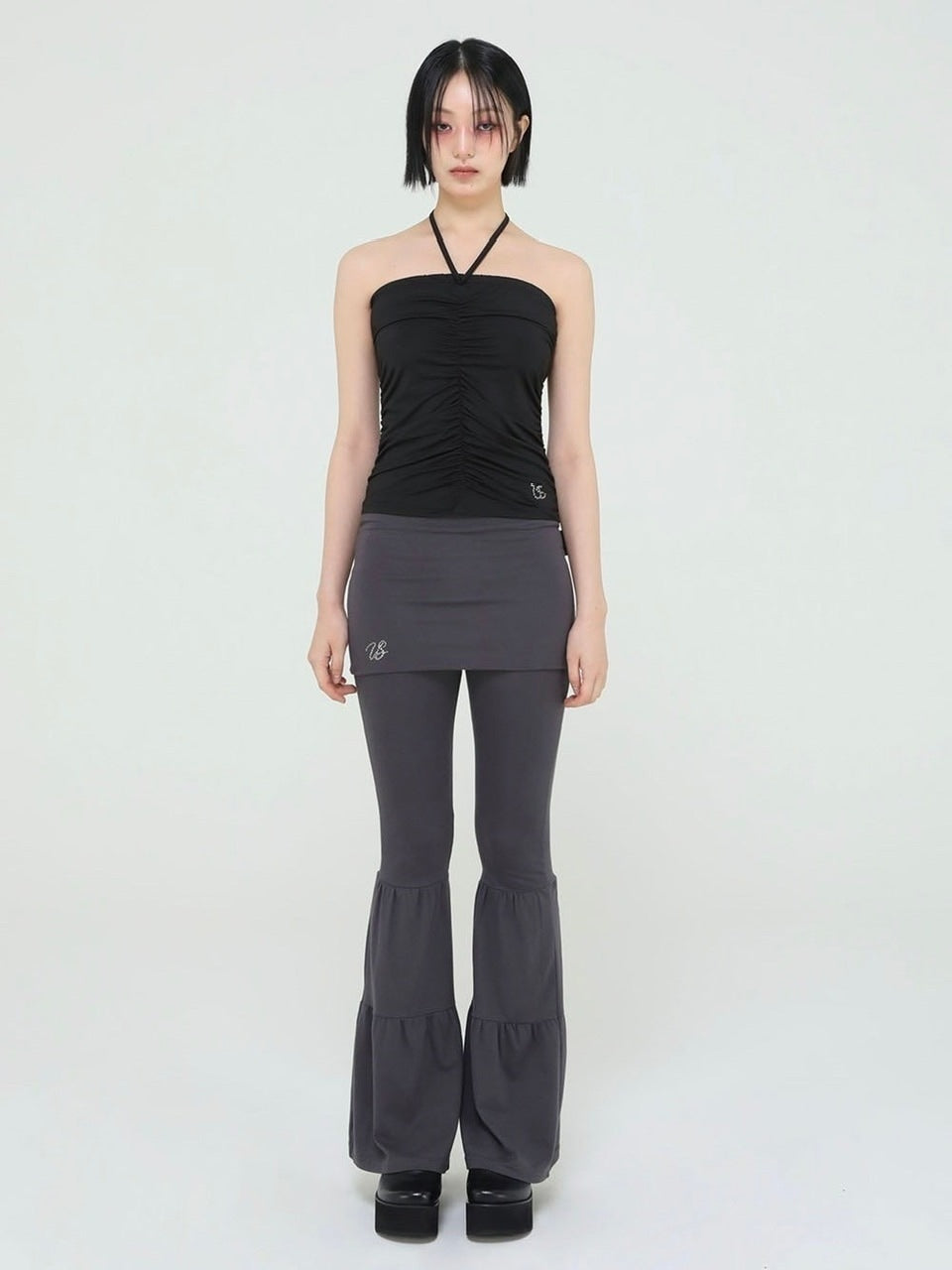 【Uglyshadow】BEADS SHIRRING TOP