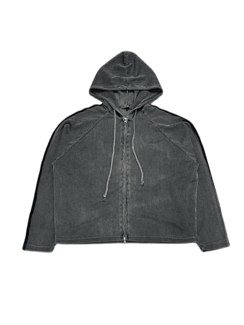 受注制【Never mind the XU】pigment track mesh zip hoodie (2color)