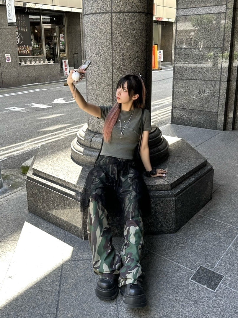 受注制【Never mind the XU】pigment rib crop tee (3color)