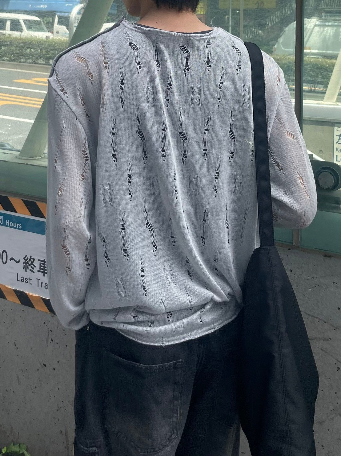 受注制【Chikashitsu +】shoulder button damage summer knit (3color)