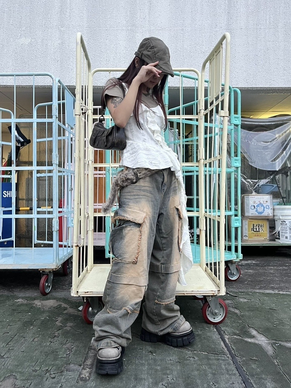 受注制【Never mind the XU】damage frill sleeveless (3color)