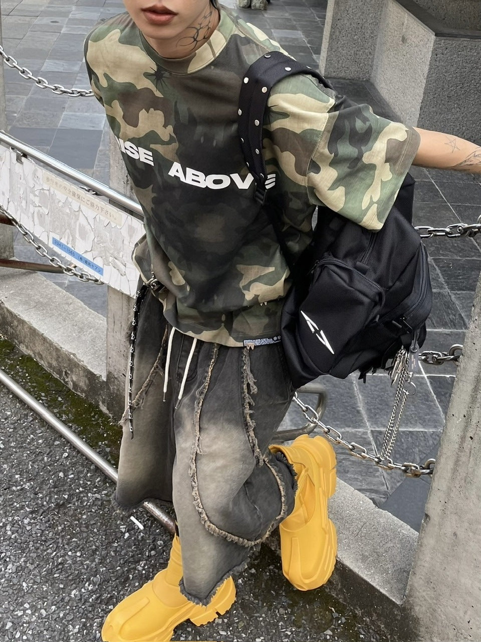受注制【Never mind the XU】line denim half pants (2color)