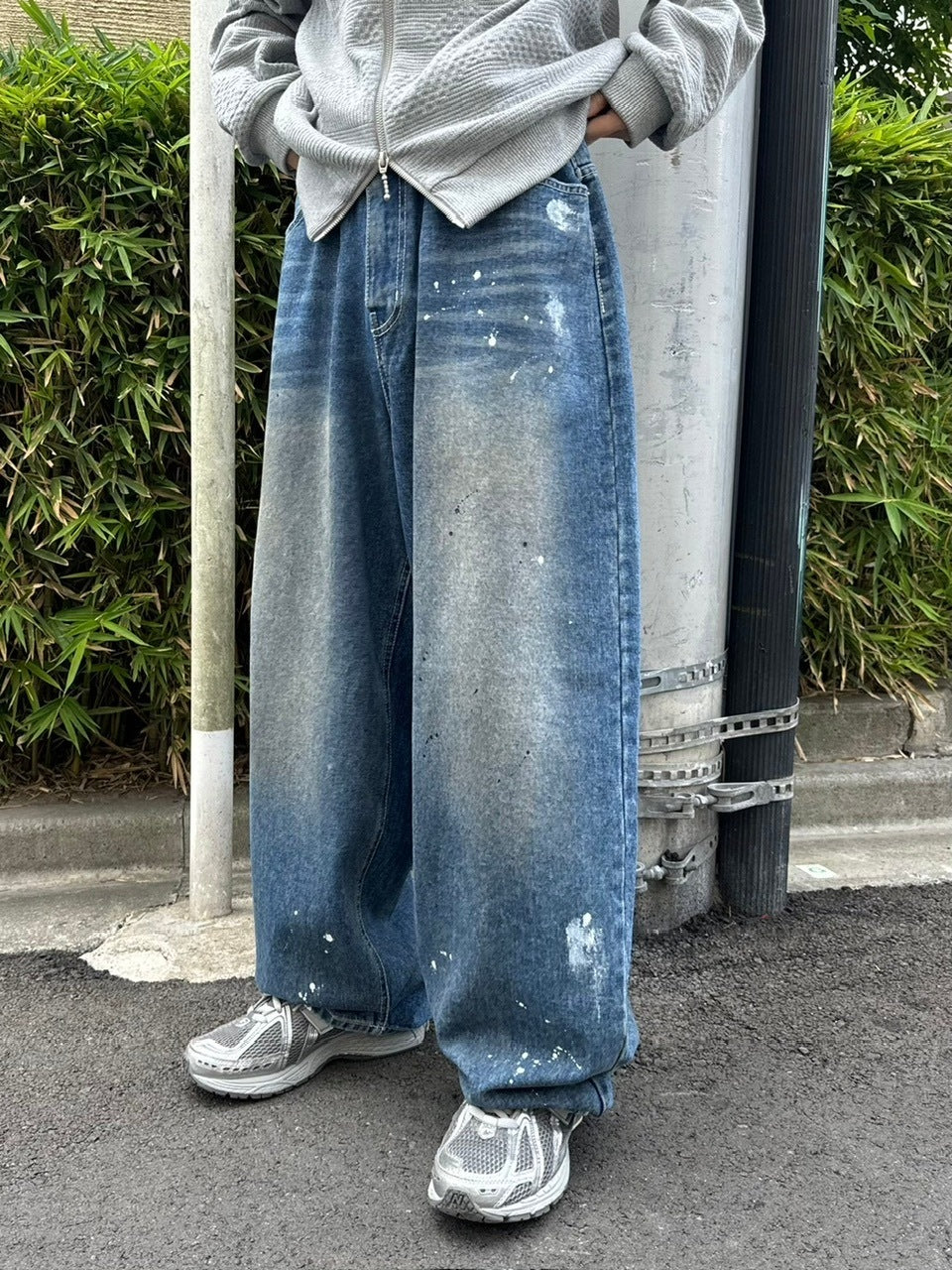 受注制【Chikashitsu +】painted buggy denim pants / 【チカシツプラス】ペイントバギーパンツデニムパンツ