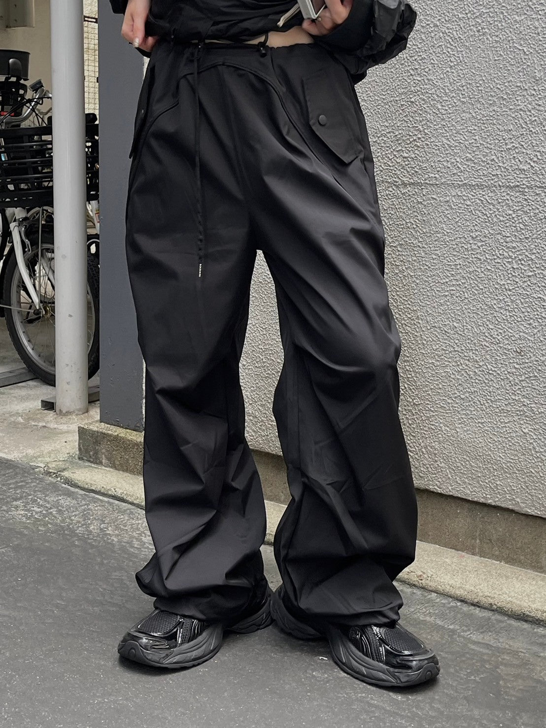受注制【oaks】tuck design nylon wide pants (2color)