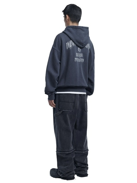 【NOMANUAL】OVERDYED LAYER HOODED ZIP-UP / 【ノーマニュアル】オーバーダイドレイヤージップアップ長袖パーカー