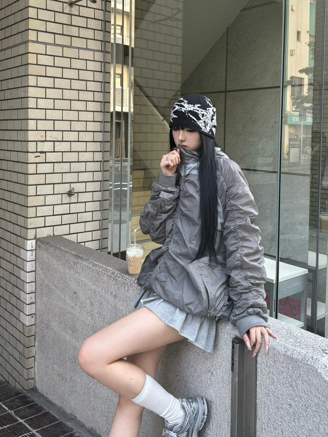 受注制【oaks】shirring design nylon jacket (3color)