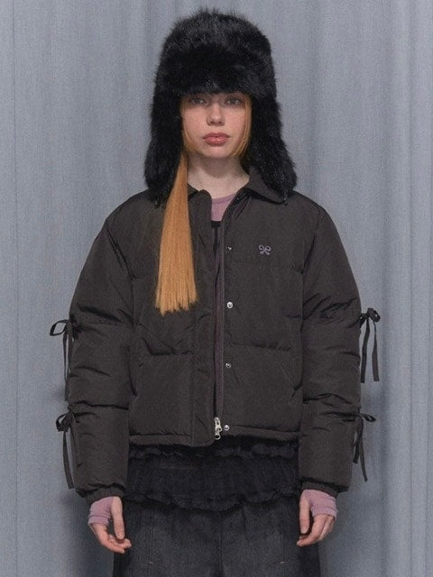【FANCY CLUB】RIBBON COLLAR SHORT PUFFER