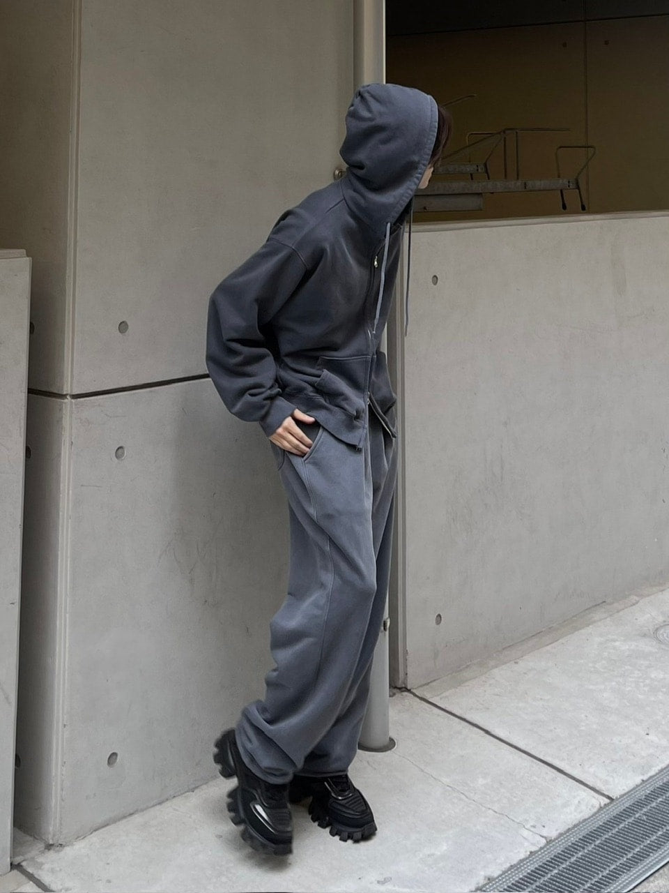 受注制【Chikashitsu +】unisex pigment wash string sweat pants (4color)