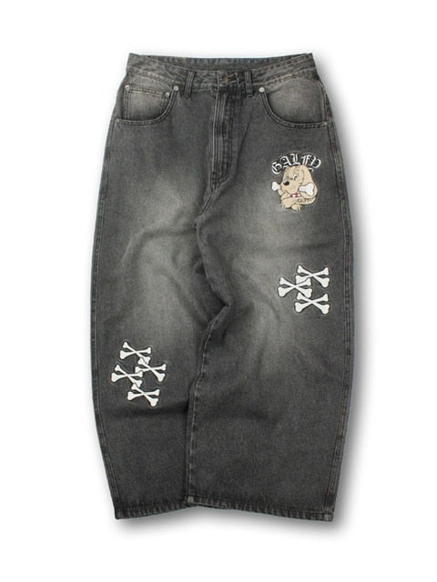 【GALFY】骨骨カラーデニムパンツ