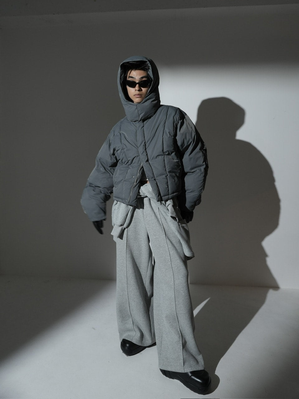 【CS】2way cropped puffer jacket (charcoal)