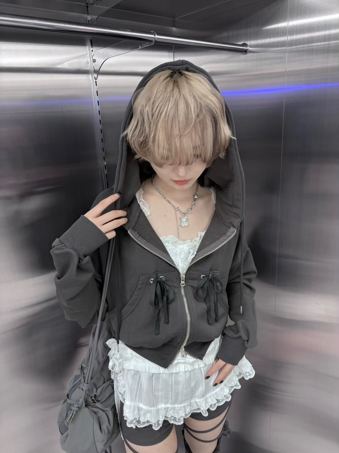 nmtc+】ribbon crop zip up hoodie (3color) – PRESSING WEB SHOP
