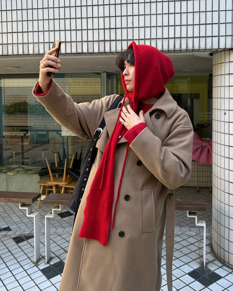 【Chikashitsu +】knit hooded muffler (4color)