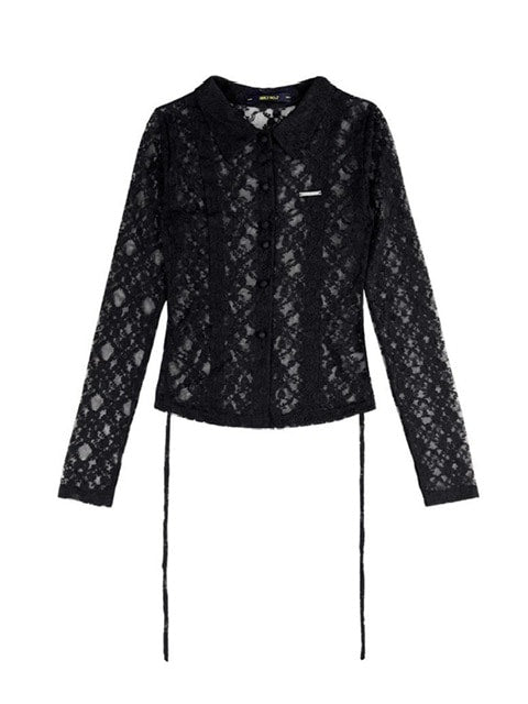 【HOLY NUMBER 7】lace strap holly emblem blouse