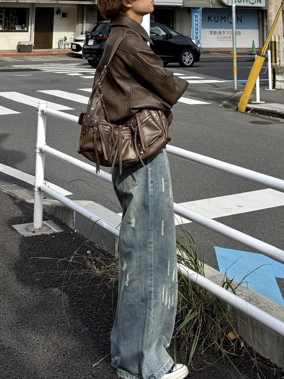 国際配送【RENOL】damage denim wide pants