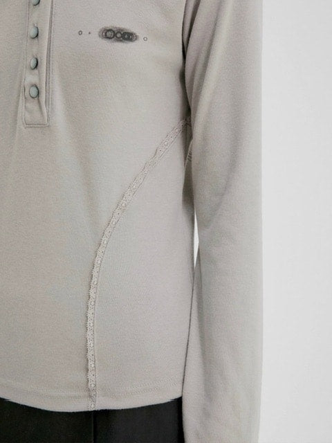 【FLAREUP】Button Up Lace Hoodie / 【フレアアップ】ボタンアップレースフードロングTシャツ