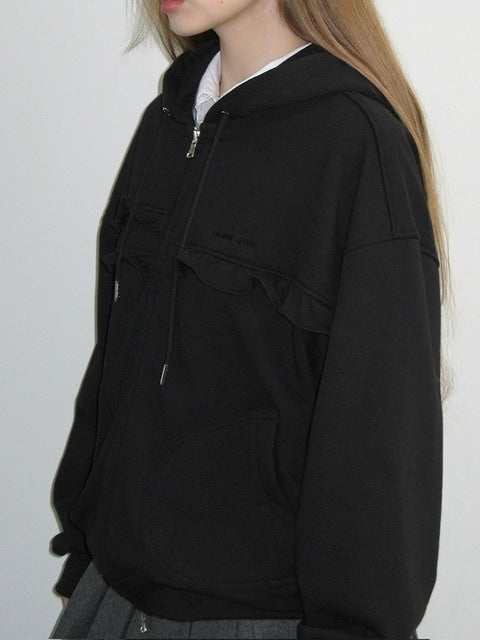 【CRANK】FRILL ZIP-UP HOODIE