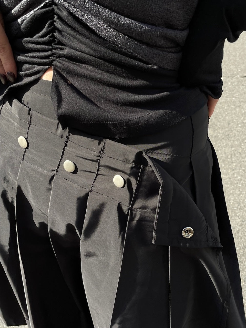 受注制【oaks】studs design pleats midi skirt