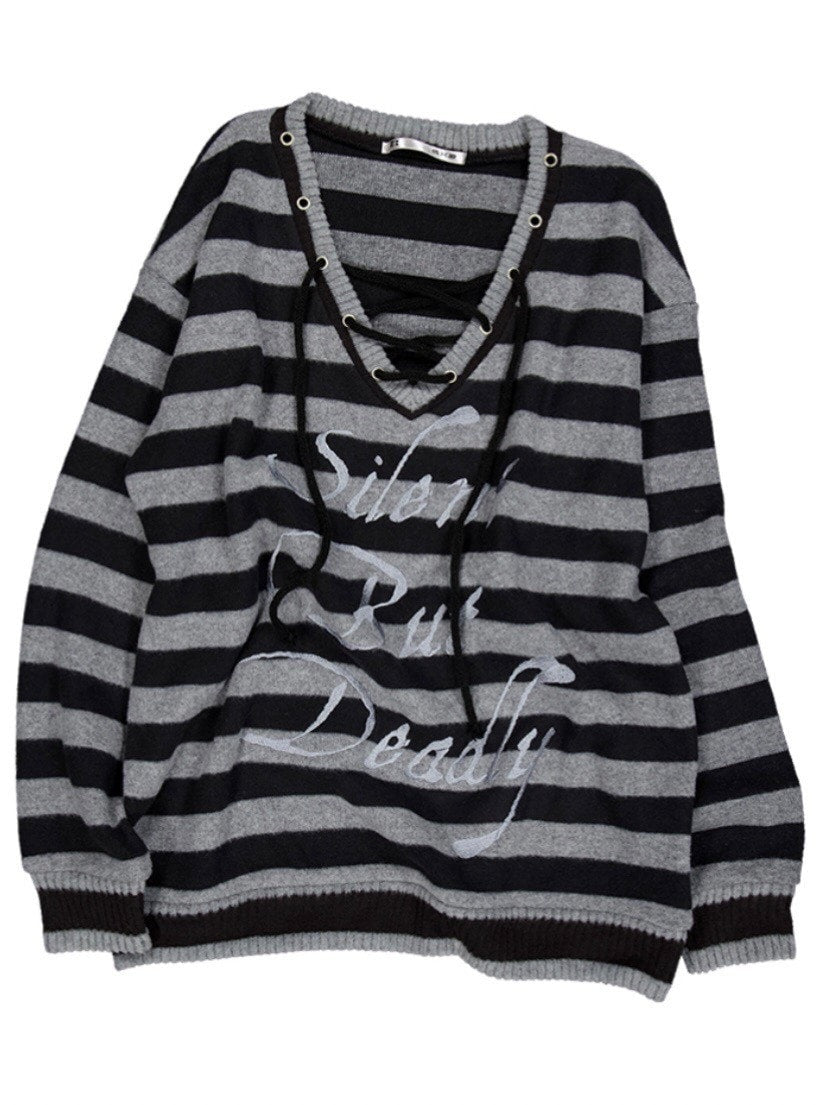 【SETUP-EXE】STRIPE V-NECK MTM / 【セットアップエグゼ】ストライプボーダーVネック長袖ニット