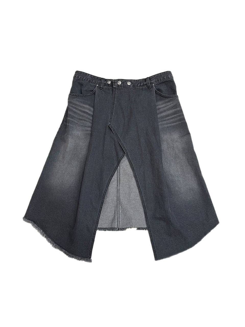 受注制【Chikashitsu +】wrapping design denim skirt (2color)