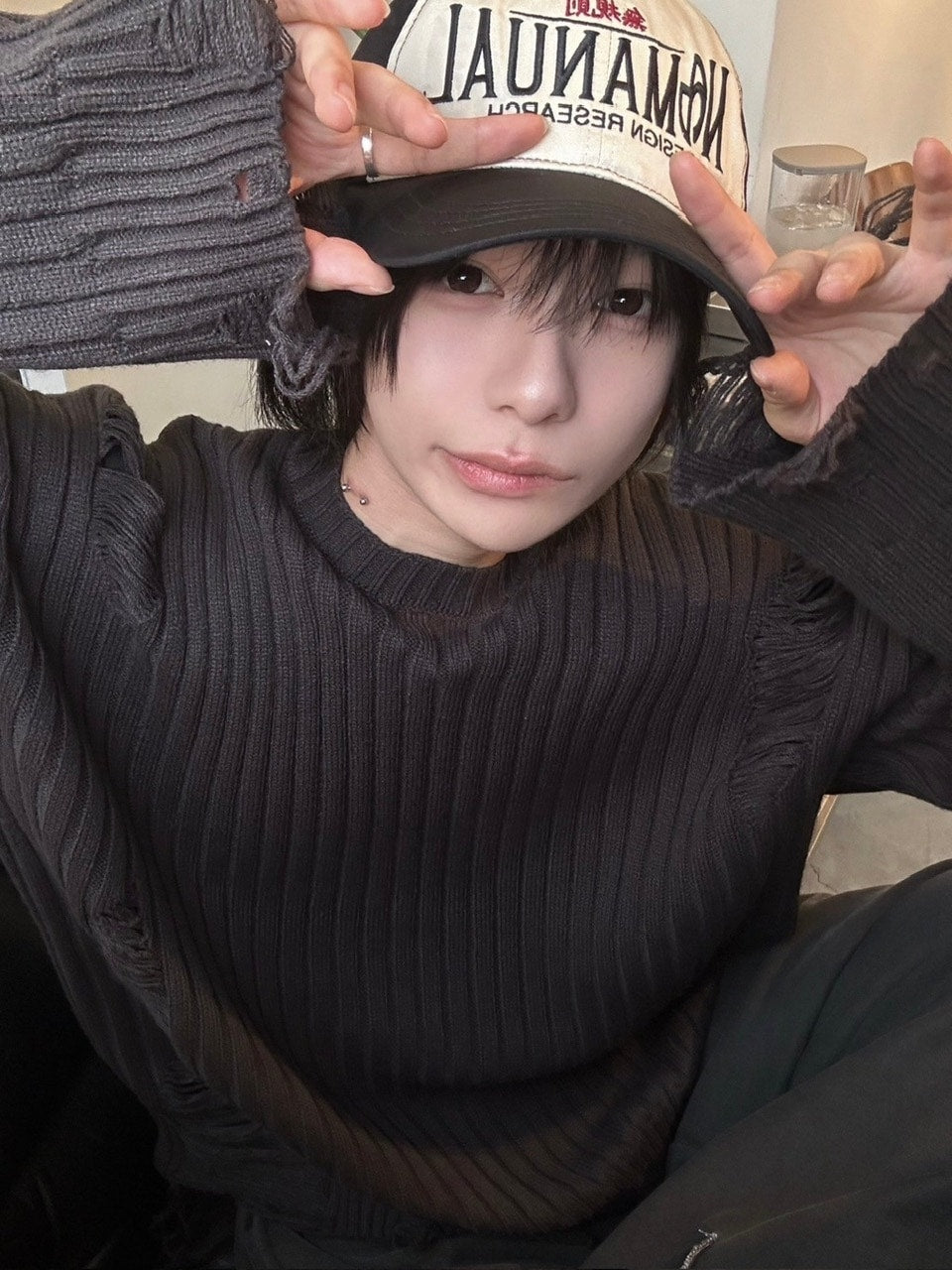 【LUV CODE】oversized damage knit (3color)