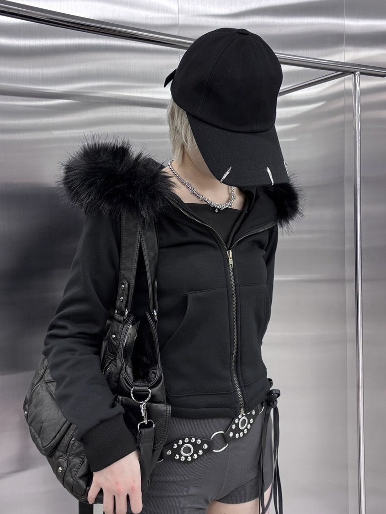 受注制【nmtc +】fur zip up hoodie (2color) / 【エヌエムティーシープラス】ファージップアップ長袖パーカー