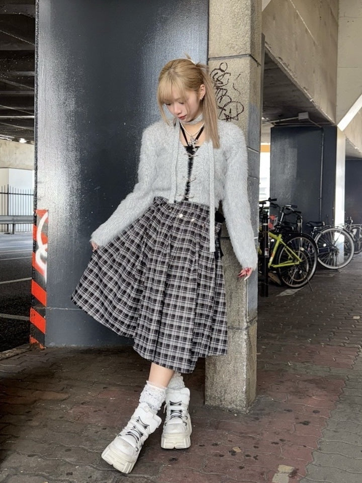 受注制【Never mind the XU】tie set knit cardigan (3color) / 【ネバーマインドザエックスユー】ネクタイセットニット長袖カーディガン