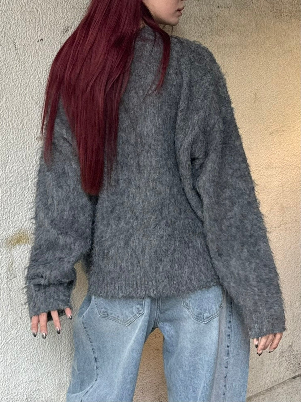 【Chikashitsu +】half off shoulder button knit (3color)