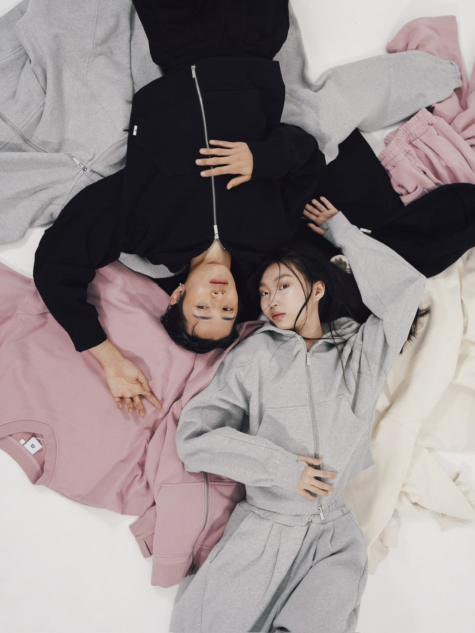 【CS】cropped double zip hoodie (gray)