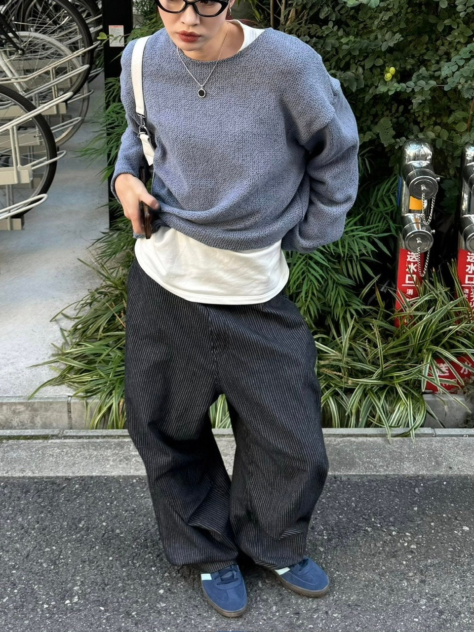 受注制【Chikashitsu +】loose fit round knit (4color)