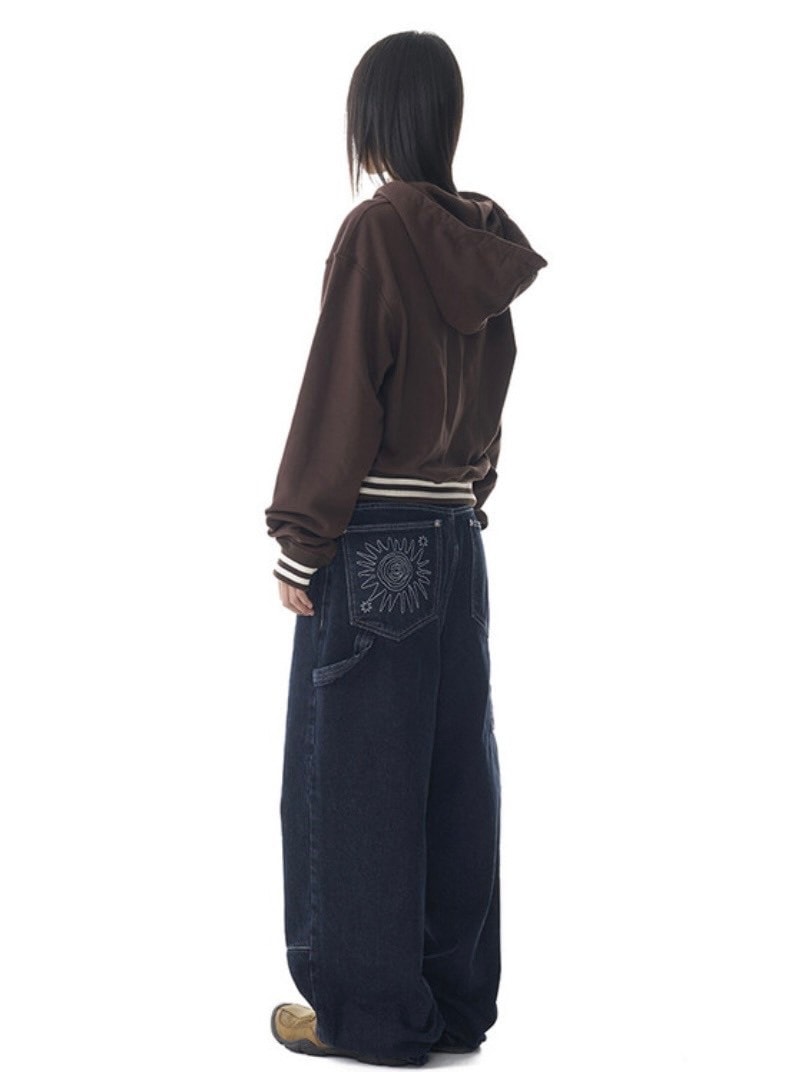 【AAKAM】Cracked Sun Zip-Up Hoodie