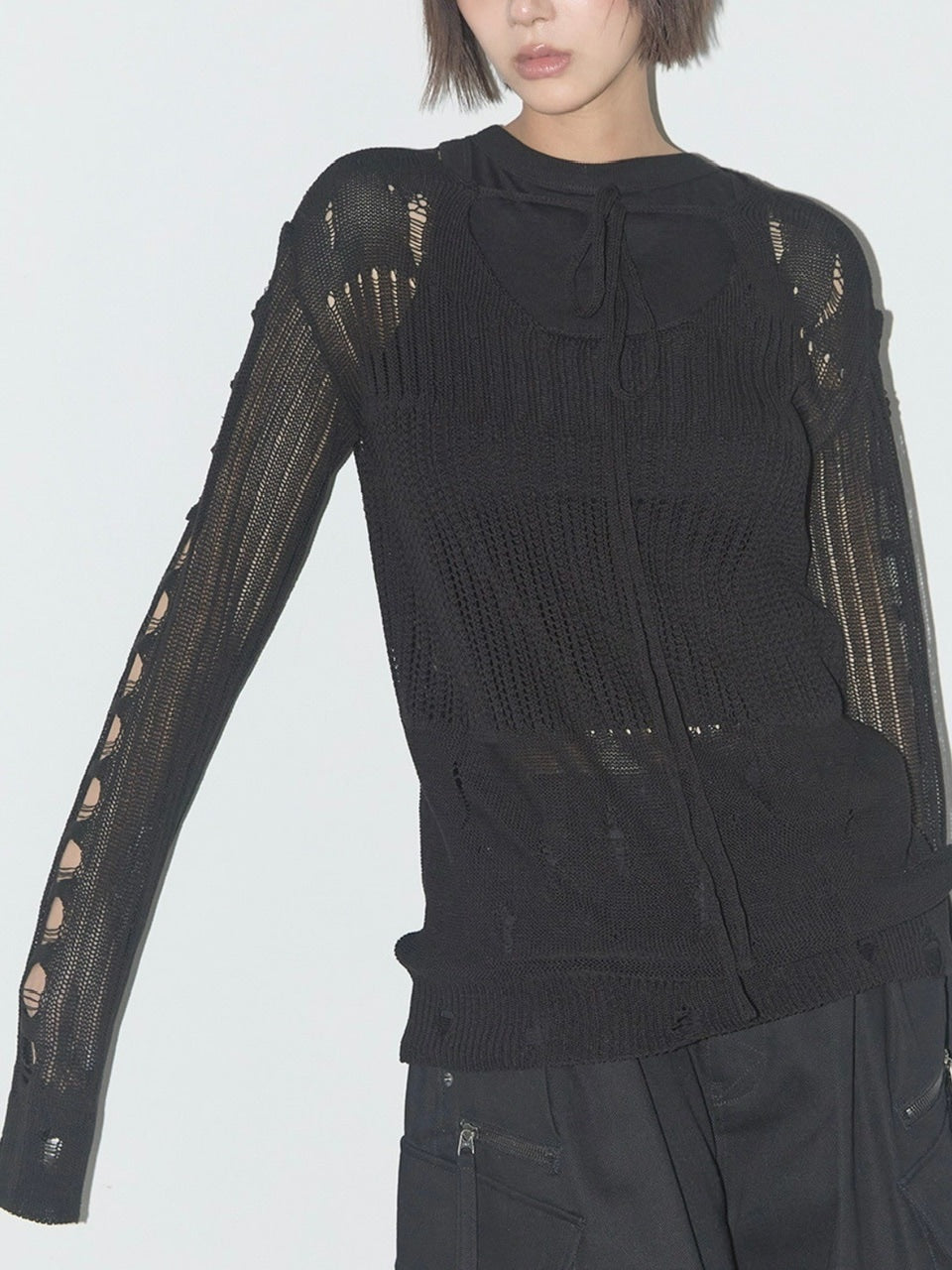 【FANCY CLUB】2-WAY DAMAGE KNIT LONG SLEEVE / 【ファンシークラブ】ダメージルーズニット