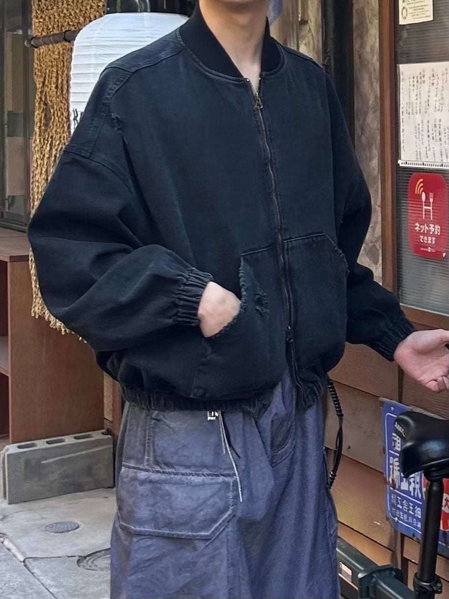 【Chikashitsu +】denim flight bomber jacket (2color)