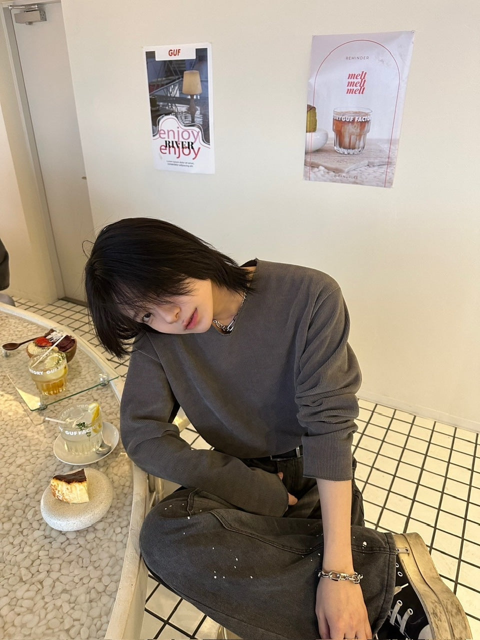 【LUV CODE】v neck rib knit (3color)